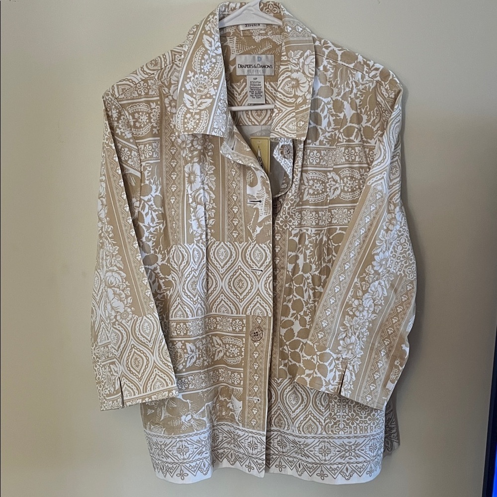 Printed and paisley button down loose fit jacket new